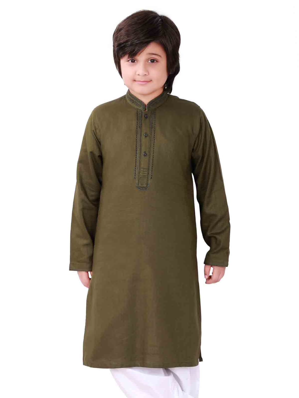 Dark green kameez shalwar latest eid dresses for little boys in Pakistan 2017