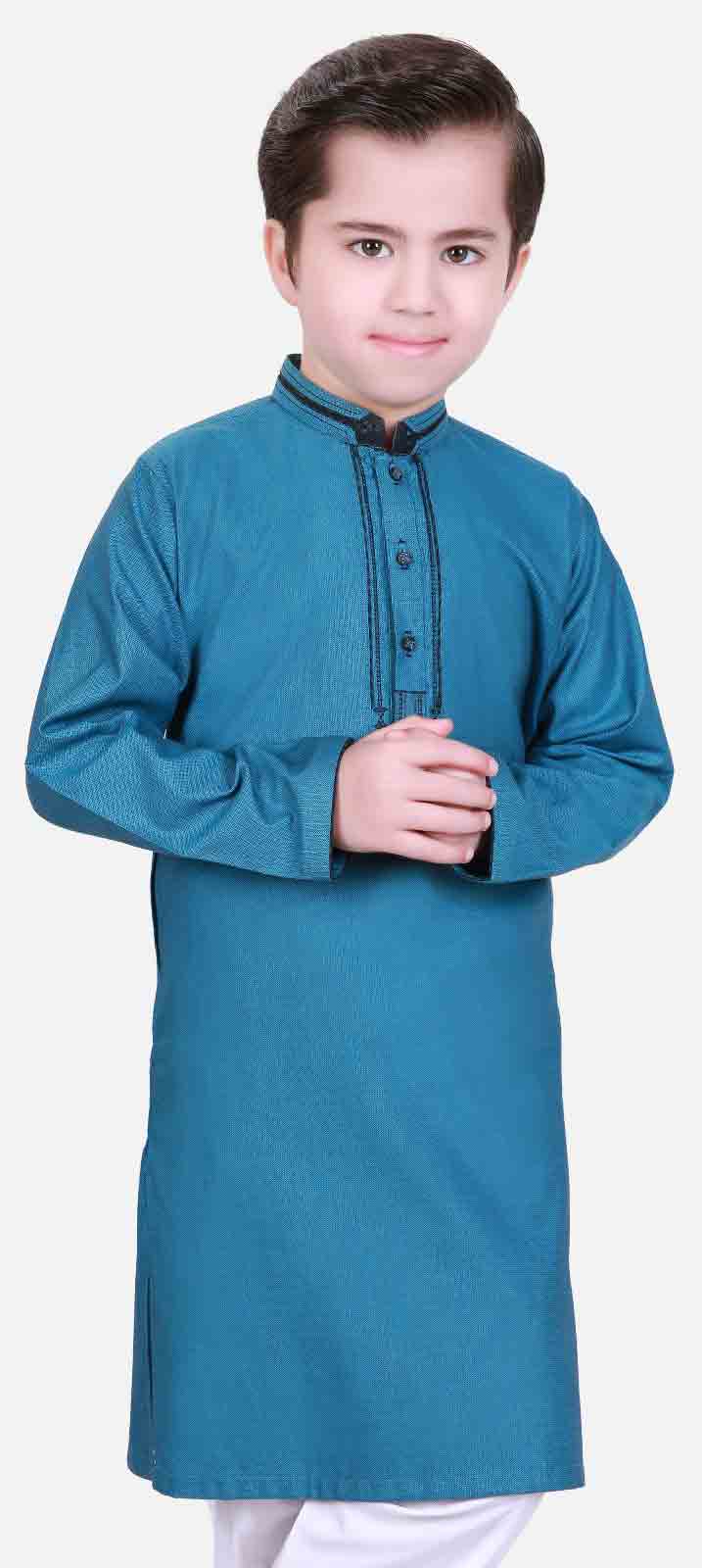 Blue kurta shalwar kameez latest eid dresses for little boys in Pakistan 2017