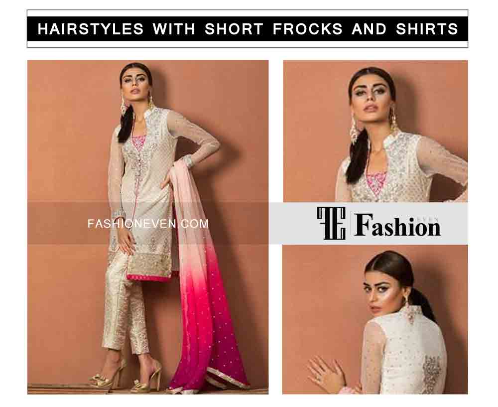 low pony tail eid party hairstyles with short frocks shirts and peplumfor medium hair