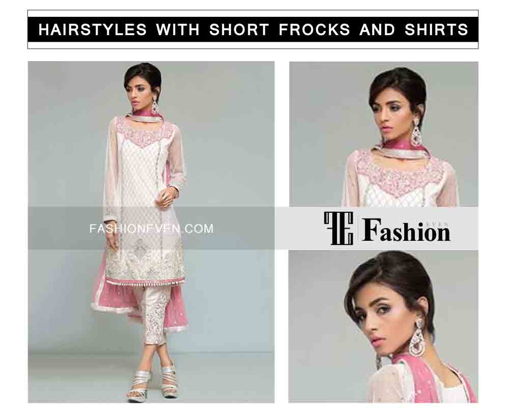 hair updo with front hair puff eid party hairstyles with short frocks shirts and peplum 