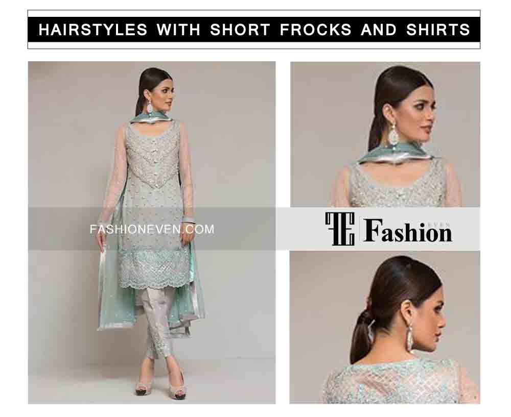 sleek low pony tail with wrapped hair eid party hairstyles with short frocks shirts and peplum