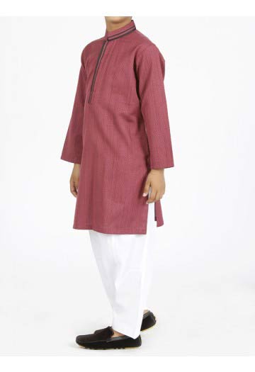 Maroon kurta with white shalwar latest eid dresses for little boys in Pakistan 2017