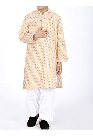 JJ light pink kurta with white shalwar latest eid dresses for little boys in Pakistan 2017