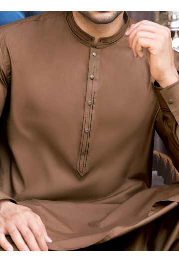 latest brown men eid kurta shalwar kameez and waistcoat dress designs 2017 by Junaid Jamshed