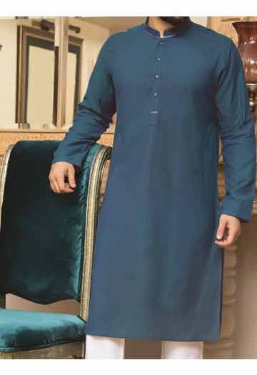 best blue men eid kurta shalwar kameez and waistcoat dress designs 2017 by Junaid Jamshed