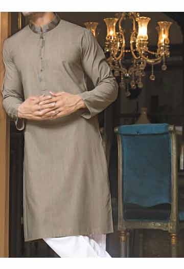 new gray men eid kurta shalwar kameez and waistcoat dress designs 2017 by Junaid Jamshed