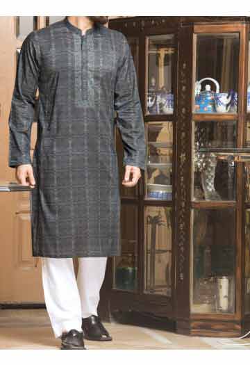 dark grey men eid kurta shalwar kameez and waistcoat dress designs 2017 by Junaid Jamshed