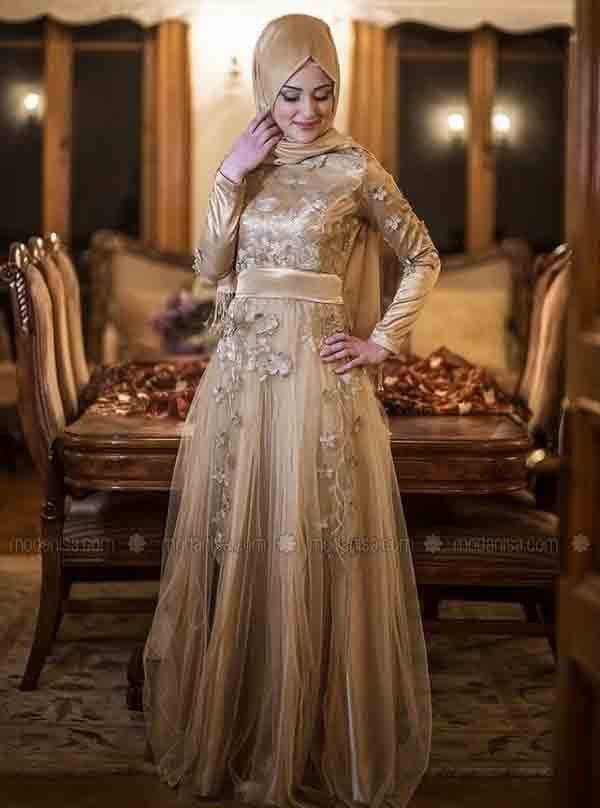 latest golden party hijab style new eid party hijab style 2017