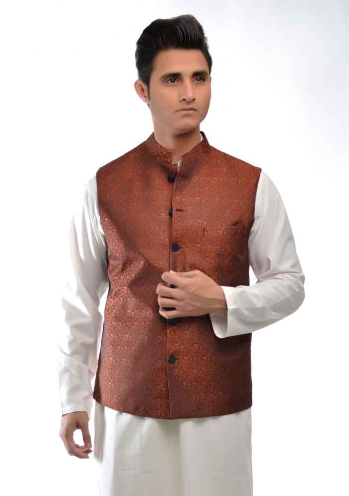 white kurta with brown waistcoat latest amir adnan men kurta designs for ramadan 2017