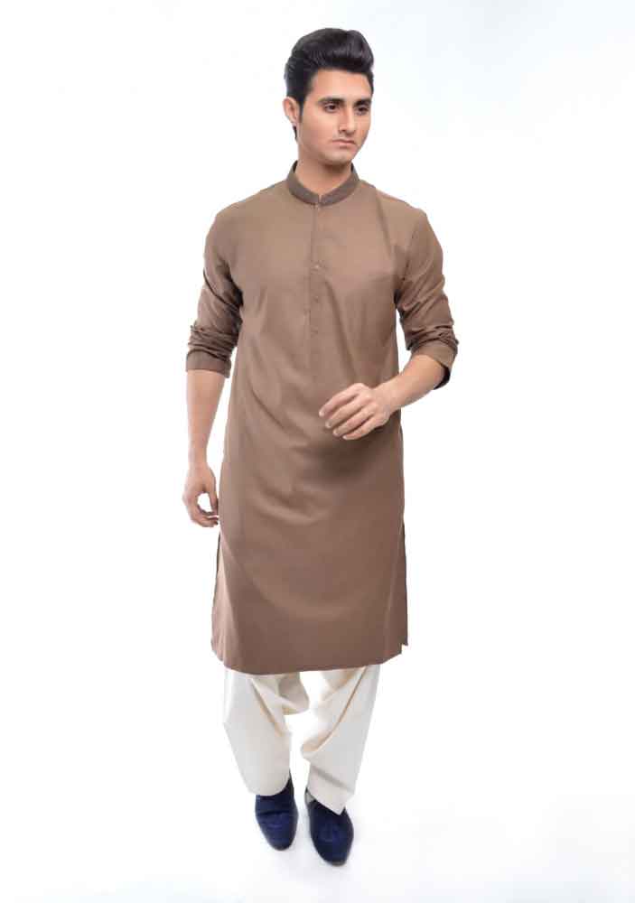 brown kurta with white shalwar latest amir adnan men kurta designs for ramadan 2017