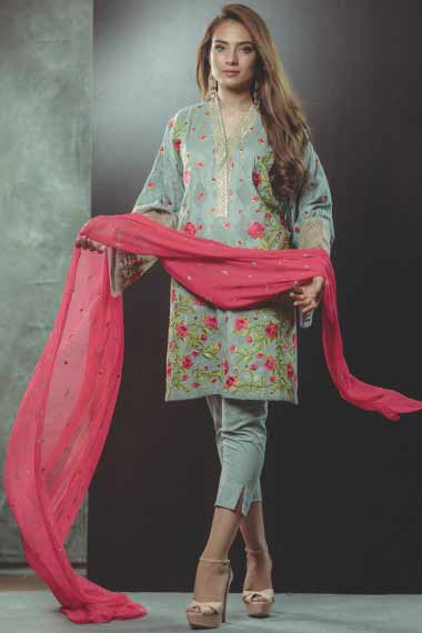 Alkaram sky blue and pink new eid dress designs for girls in Pakistan 2017