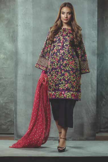 Alkaram short shirt new eid dress designs for girls in Pakistan 2017