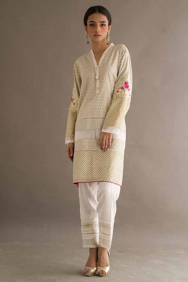 New off white dress Deepak Perwani eid dresses for girls 2017