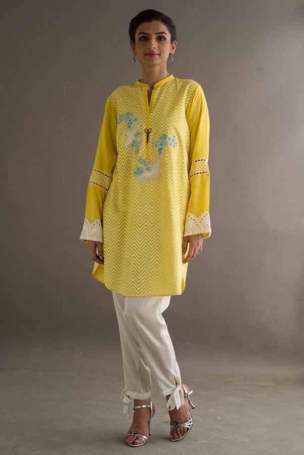 Best white and yellow dress Deepak Perwani eid dresses for girls 2017