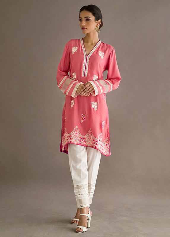 Latest pink and white dress Deepak Perwani eid dresses for girls 2017