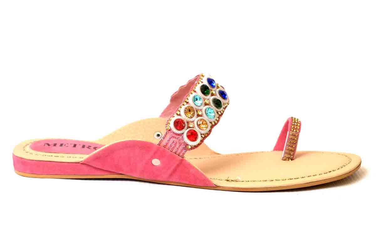 Pink eid flat latest women shoes for eid 2017 metro party shoes