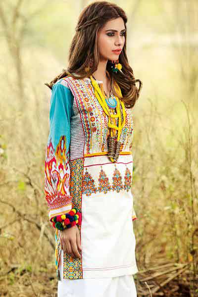 Gul Ahmed kurti new eid dress designs for girls in Pakistan 2017