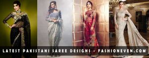 Pakistani saree designs in red black and ash white colors for wedding brides in 2018