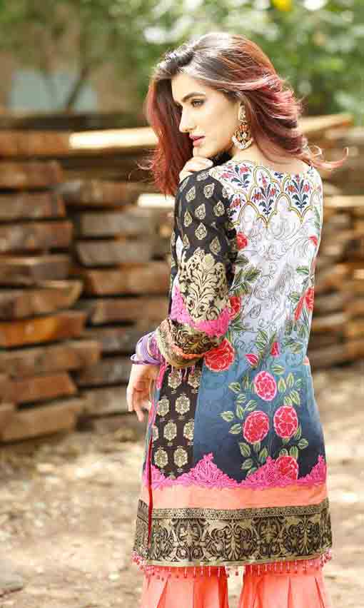 Latest multicolor short shirt back style by Zahra Ahmad Eid dresses for girls in Pakistan