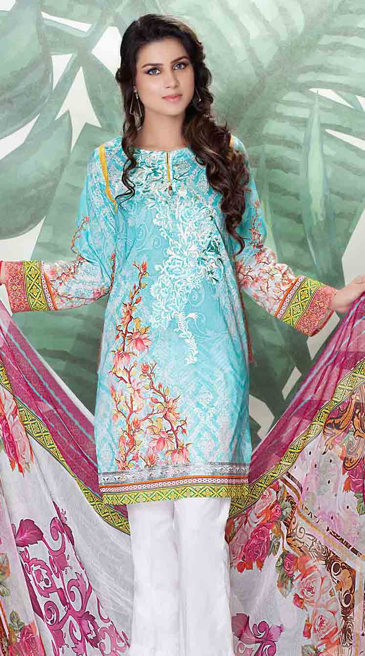 So kamal sky blue kameez shalwar new eid dress designs for girls in Pakistan 2017