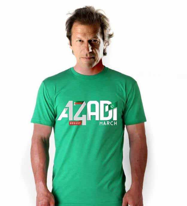 Imran khan in Azadi shirt for Pakistan independence day dresses for boys 2017