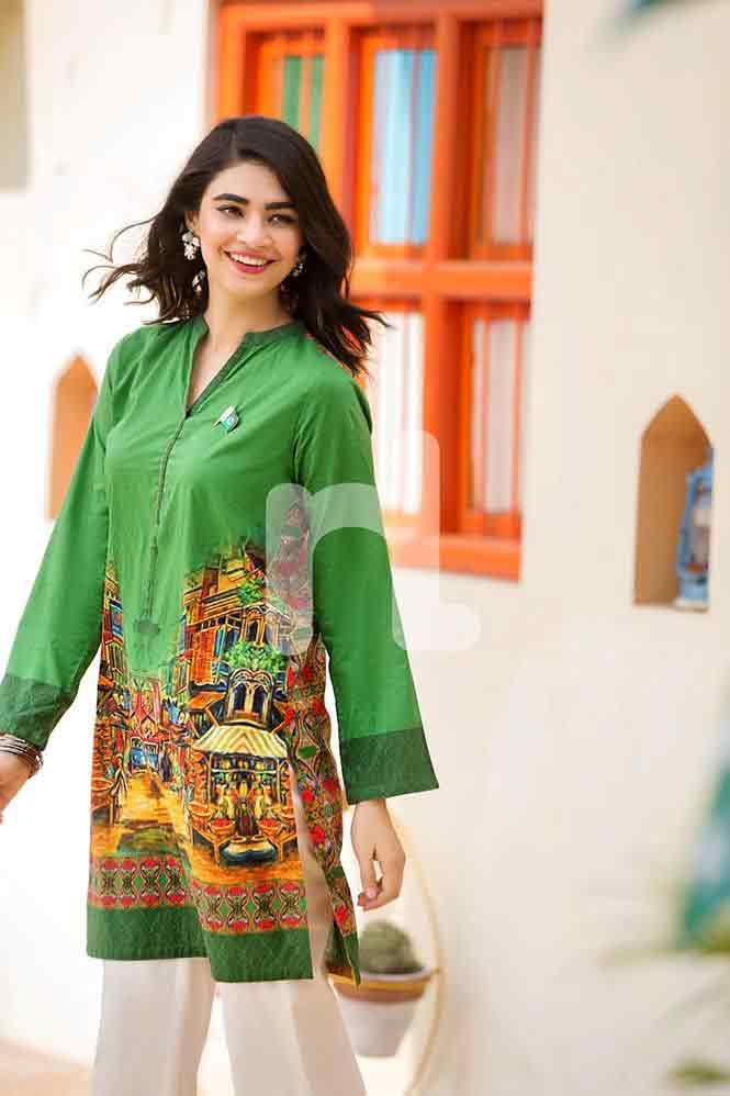 Parrot green printed shirt for Pakistan independence day 14th August dresses for girls 2017