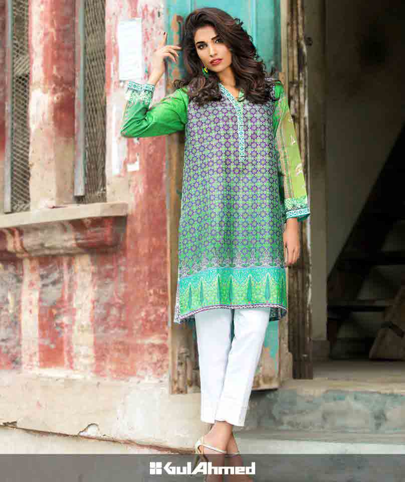 Green shirt with white capri pants for Pakistan independence day 14th August dresses for girls 2017