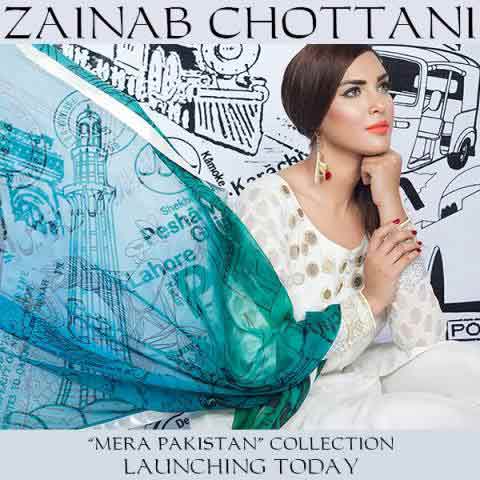 Zainab Chottani white shirt with green dupatta for Pakistan independence day 14th August dresses for girls 2017