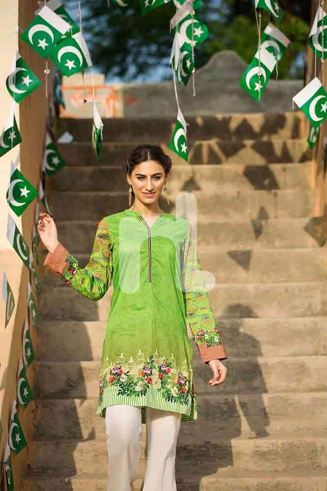 Parrot green shirt for Pakistan independence day 14th August dresses for girls 2017