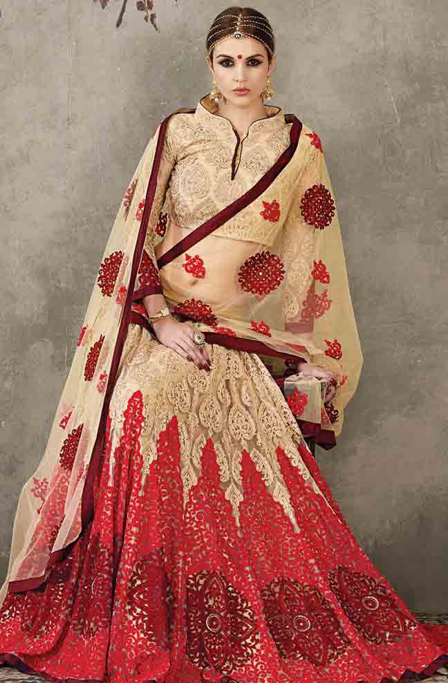 Red Indian bridal wedding lehenga choli 2017