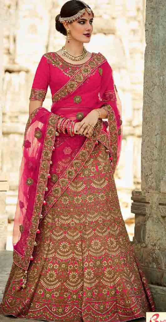 Pink Indian bridal wedding lehenga choli 2017