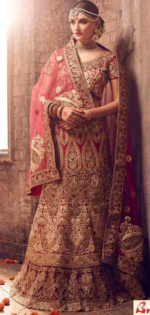 Red Indian bridal wedding lehenga choli 2017