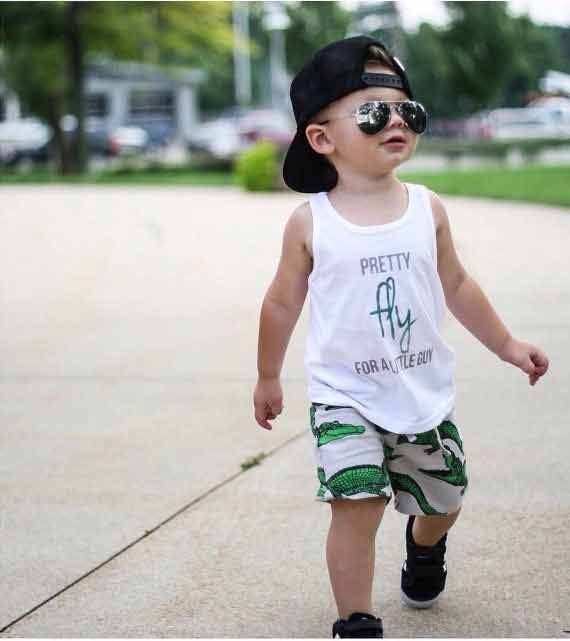 White shirt with green and white shorts for 14th august dresses for baby boys in Pakistan 2017