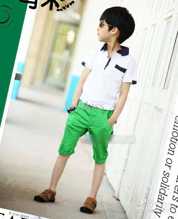 White shirt with green shorts for 14th august dresses for baby boys in Pakistan 2018