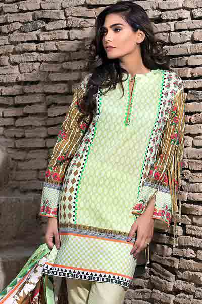 White and brown shirt with dupatta dresses for Eid ul Azha 2017 by Gul Ahmed