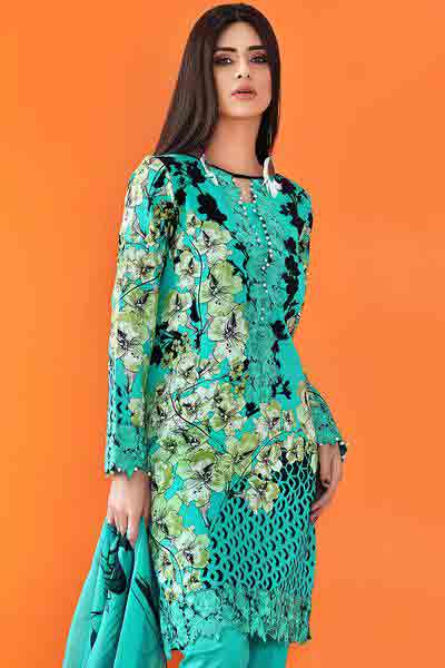 Sky blue and green shirt dresses for Eid ul Azha 2017 by Gul Ahmed