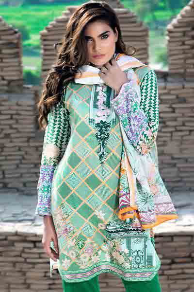 Light green shirt with dupatta dresses for Eid ul Azha 2017 by Gul Ahmed