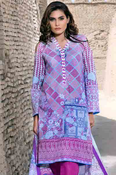 Light purple and blue shirt with dupatta dresses for Eid ul Azha 2017 by Gul Ahmed