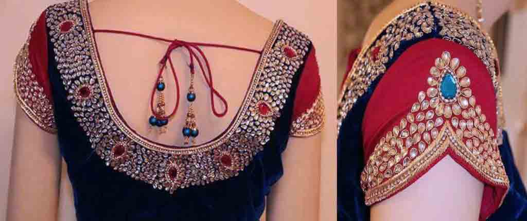 New back neck style for Indian saree blouse designs 2017