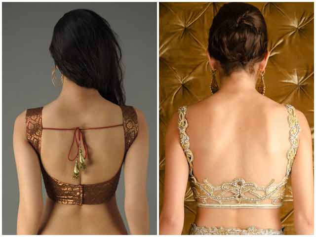 Latest back neck designs for Indian saree blouse designs 2017