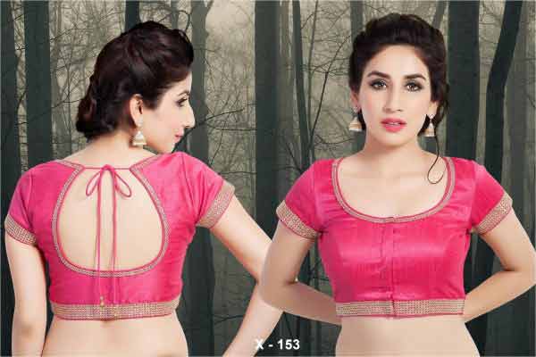 Front and back pink saree blouse for Indian saree blouse designs 2017