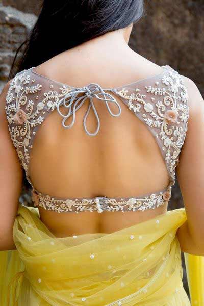 Latest back neck style for Indian saree blouse designs 2017