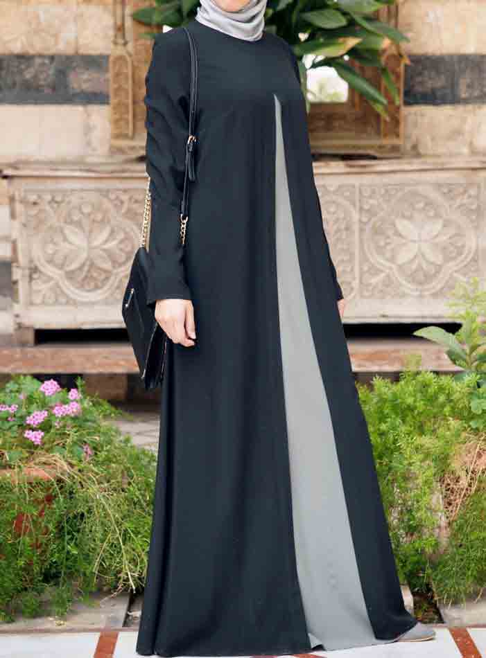 Black and gray new stylish black abaya designs 2017 for girls