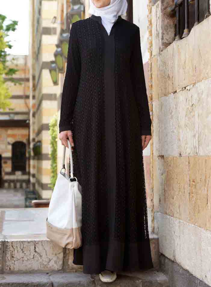 Plain and new stylish black abaya designs 2017 for girls