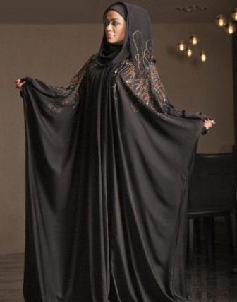 Umbrella style new stylish black abaya designs 2017 for girls