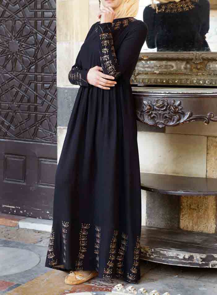 Frock style new stylish black abaya designs 2017 for girls