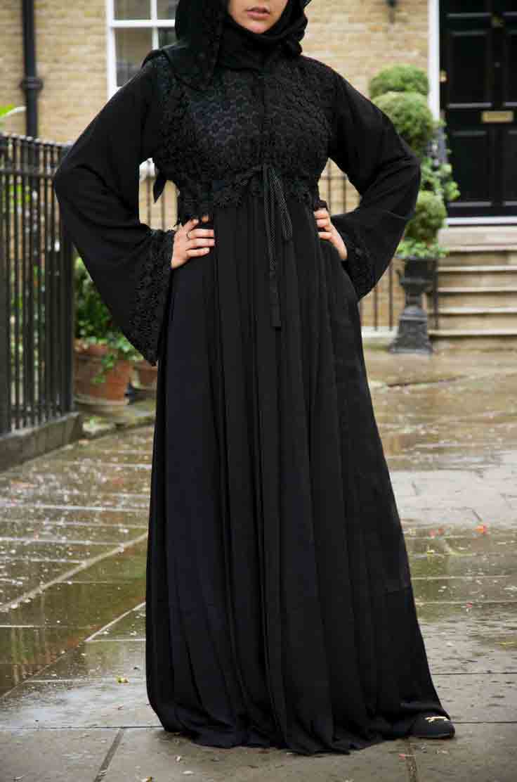 Frock style new stylish black abaya designs 2017 for girls