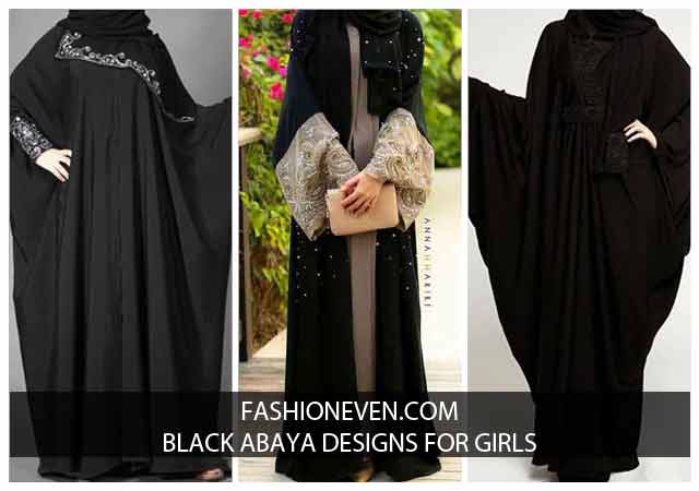 Simple and new stylish black abaya designs 2017 for girls