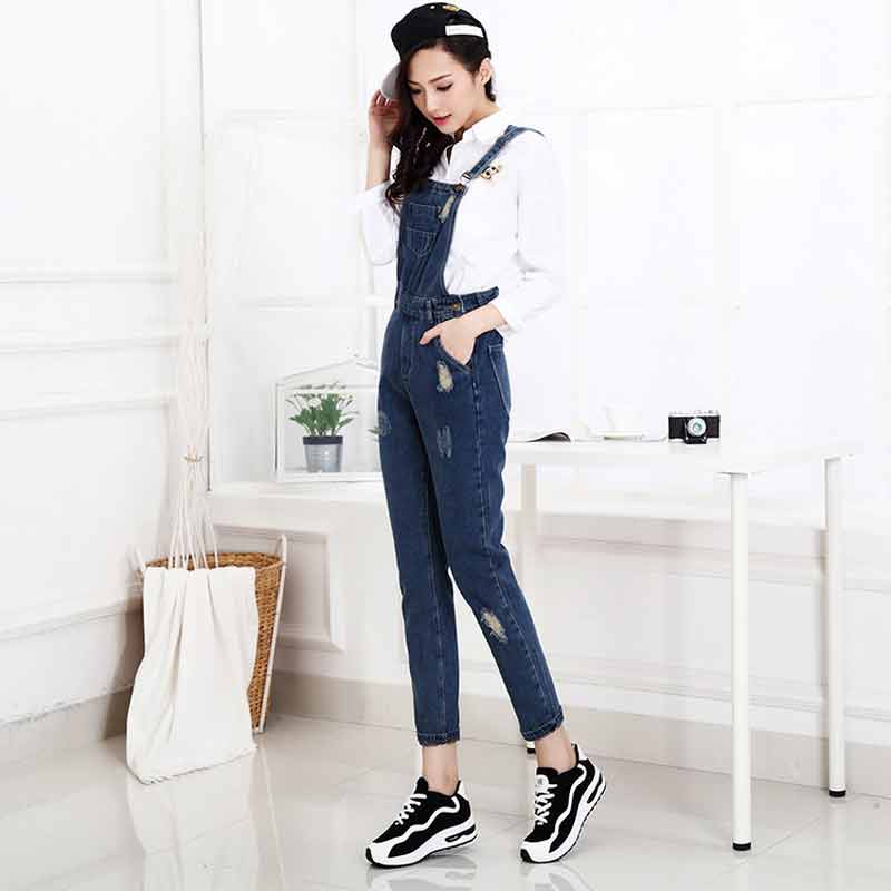 Blue denim overalls and jeans jumpsuits for girls in Pakistan 2017 with white shirt