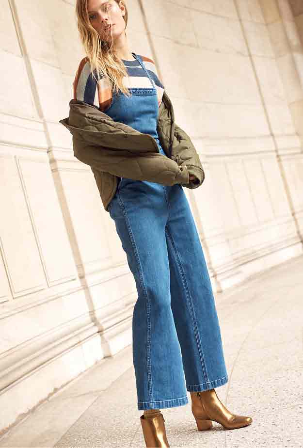 Bell bottom blue denim overalls and jeans jumpsuits for girls in Pakistan 2017 with jacket